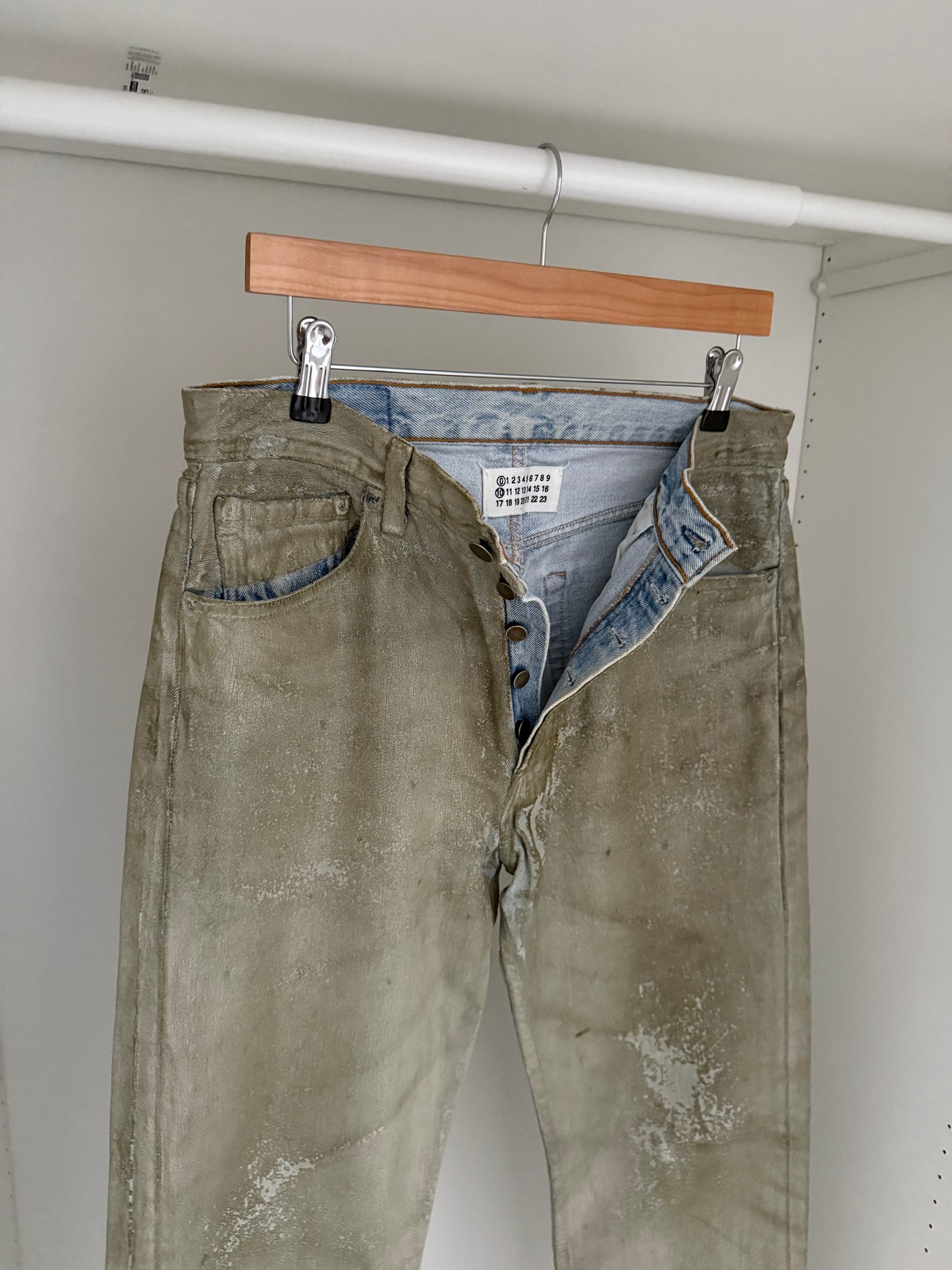 Maison Martin Margiela SS2001 Artisanal Line (0)(10) Green Painted Denim