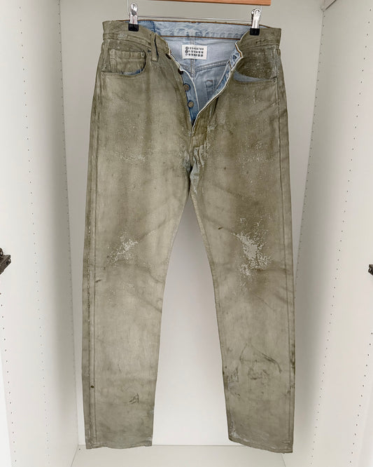 Maison Martin Margiela SS2001 Artisanal Line (0)(10) Green Painted Denim